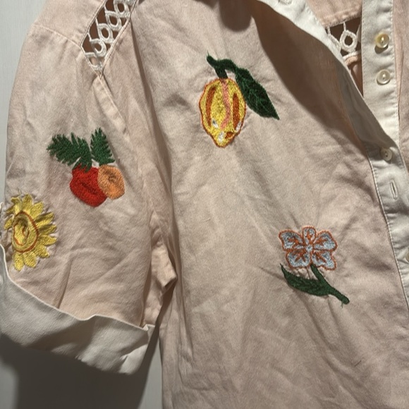 SIGNIFICANT OTHER linen cotton embroidered button down top - Picture 6 of 12